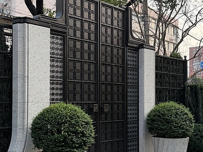 新中式景观入口大门 现代入口景观 轻奢院门景观 特色铁艺门 围墙大门景观 小院院门设计