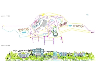 度假村景观 度假综合体成套图 度假区场地总平面 度假建筑立面布局 文旅园区平立图纸