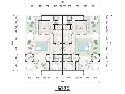别墅建筑 新中式合院别墅 未来社区别墅户型