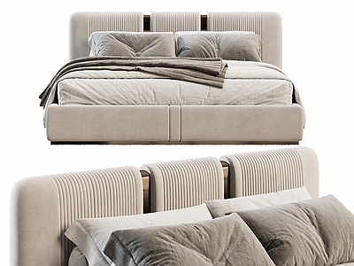 奶油风双人床 意式轻奢双人床 Minotti