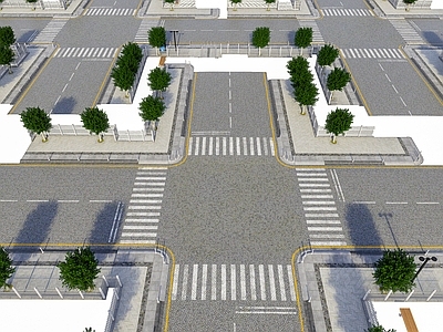 现代主义街道 十字路口 道路公路路口 交通信号灯人行道 马路道路 步行街道路人行道