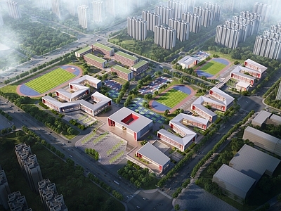 现代主义学校建筑 36班小学 129班中学 十六万方学校 学校组团
