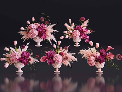 法式花瓶 2D现代轻奢花艺 现代侘寂花瓶花艺 法式复古花艺 高级感花艺 软装摆件