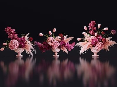 轻奢花瓶 2D现代轻奢花艺 现代侘寂花瓶花艺 法式复古花艺 高级感花艺 软装摆件