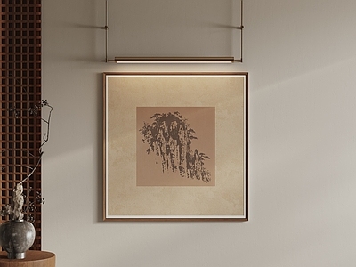 新中式山水画 复古山水装饰画 写意装饰画 简笔古松挂画