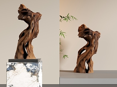 新中式雕塑摆件 现代木雕工艺品 现代木雕摆件 现代根雕装饰摆件