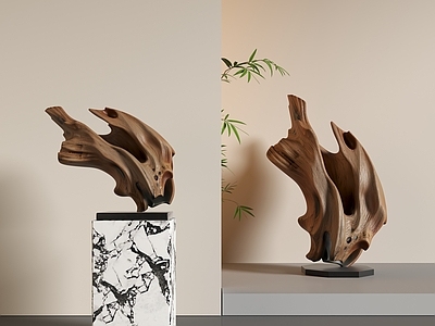 新中式雕塑摆件 现代木雕工艺品 现代木雕摆件 现代根雕装饰摆件