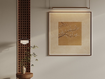 新中式宋式挂画 茶室梅花国画 入户梅花装饰 玄关装饰画