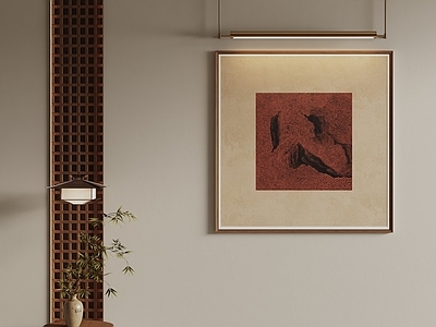 新中式抽象挂画 入户山石装饰画 玄关挂画 书房装饰画