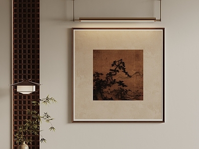 新中式宋式挂画 玄关古画山水画 入户宋风山水挂画 客厅复古古画