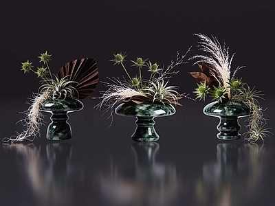 极简花瓶 2D现代轻奢花艺 现代侘寂花瓶花艺 法式复古花艺 高级感花艺 软装摆件