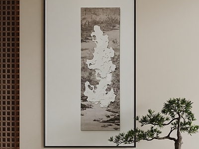 新中式宋式挂画 侘寂玄关装饰画 禅室肌理挂画 原木风茶室石画