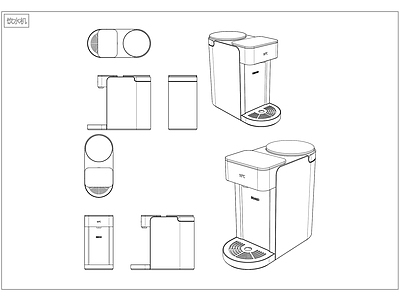 其他图库 饮水机 家电 电器 直饮机 线稿贴图