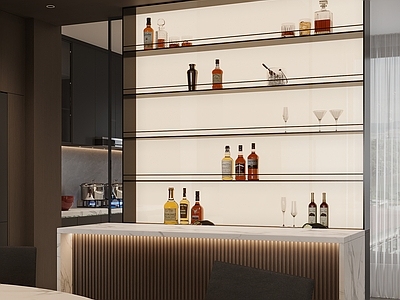 轻奢家居餐厅 现代意式发光酒柜
