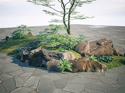 日式微地形 植物微地形景观 置石造景