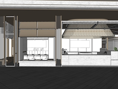 现代简约商业外摆 商业沿街店铺概念 商业建筑概念 抬板住宅商业建筑 商业咖啡店