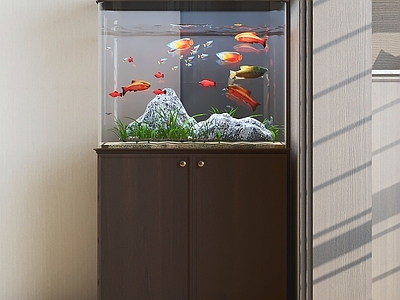中古风鱼缸 鱼缸 养鱼 柜体 水族箱 装饰