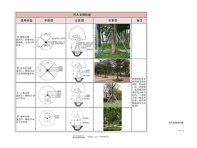 其他类型图纸 种植设计说明 苗木支撑意向图 植物种植设计说明