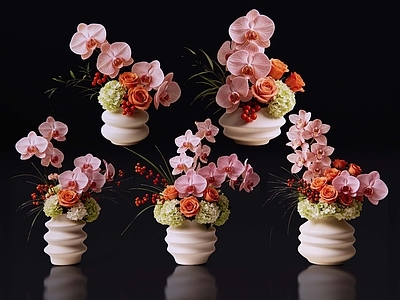 花瓶 2D现代轻奢花艺 现代侘寂花瓶花艺 法式复古花艺 高级感花艺 软装摆件