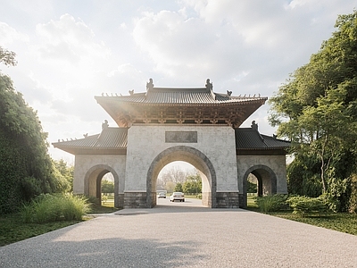 中式古建入口大门 中式古代门楼