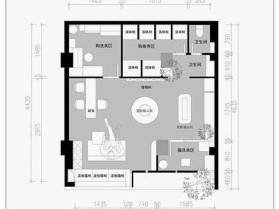 宠物店 宠物店平面图 宠物医院 宠物中心 猫狗治疗 猫咖狗咖