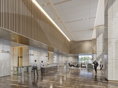 轻奢办公大厅 现代办公大堂 公司大堂 写字楼大堂 大堂接待区 酒店大堂