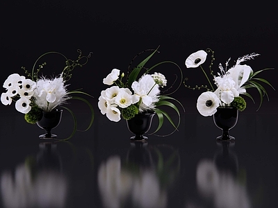 极简花瓶 2D现代轻奢花艺 现代侘寂花瓶花艺 法式复古花艺 高级感花艺 软装摆件