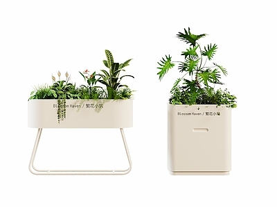 奶油风花架 现在盆栽植物 户外花箱 花箱花坛 室内植物景观 植物堆