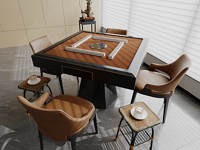 中古风麻将桌 麻将桌 棋牌桌椅