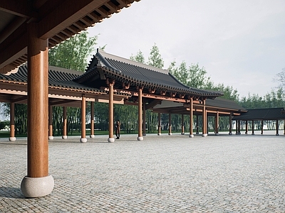 中式古建古建筑 中式宋代廊架