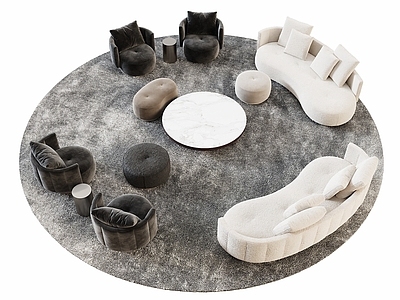 意式极简沙发组合 Minotti 沙发茶几组合