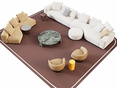 奶油风沙发组合 Minotti