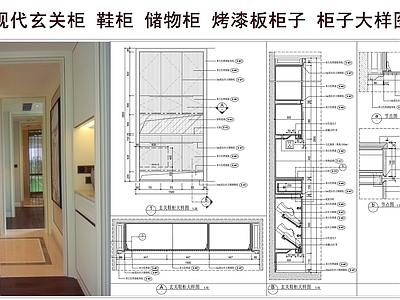 柜体节点 现代率玄关柜 鞋柜 储物柜 烤漆板柜子 柜子大样