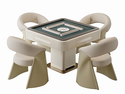 奶油风休闲桌椅 轻奢 麻将桌 棋牌桌 休闲椅