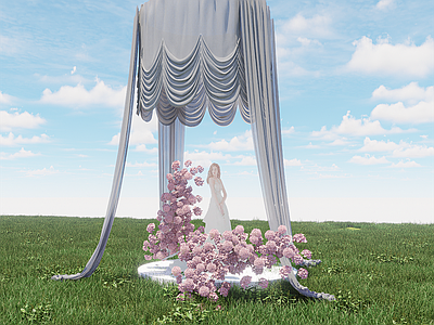 法式其他公共空间美陈 婚礼 布幔 小众 花艺 美陈