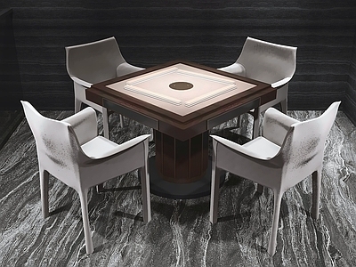意式极简麻将桌 麻将桌 休闲椅 组合家具 棋牌桌 游戏桌