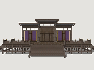 中式古建古建筑 古代擂台 竞技台 古代表演台 古代比武台