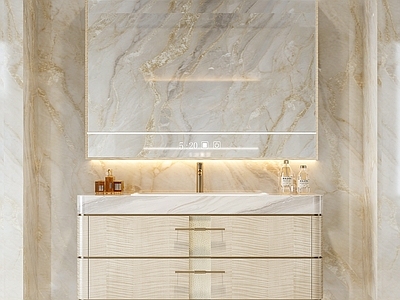 轻奢浴室柜 洗手台 台盆 镜柜 水龙头 洗漱用品