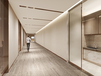 轻奢办公走廊 现代办公走廊 办公过道 公司过道 办公通道空间 写字楼走廊