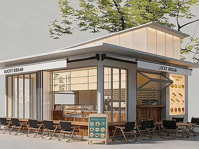 现代简约甜品面包店 户外咖啡厅 景观商业小品 网红商铺 钢结构建筑 临时建筑