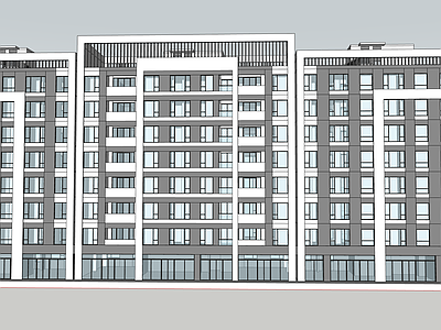 现代主义小高层住宅楼 建筑外立面 建筑