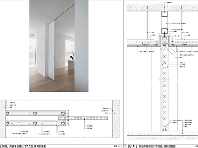 推拉门节点 木质口袋门节点图 平板推拉门节点图 口袋门免检修口 衣帽间口袋门