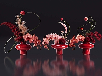 现代花瓶 2D现代轻奢花艺 现代侘寂花瓶花艺 法式复古花艺 高级感花艺 软装摆件