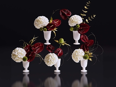 轻奢花瓶 2D现代轻奢花艺 现代侘寂花瓶花艺 法式复古花艺 高级感花艺 软装摆件