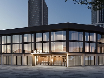 现代主义餐饮建筑 现代建筑外立面 建筑入口 现代简约