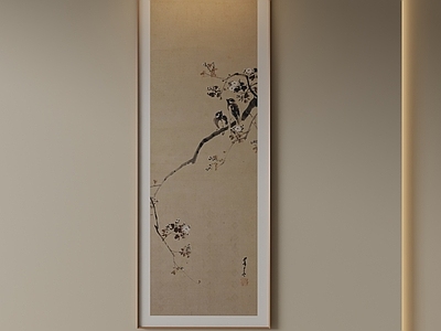 新中式字画 水墨玄关画 禅意枝雀条屏画
