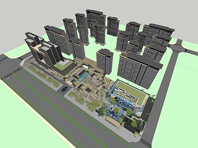 现代主义小区建筑 合肥安澜府 高层住宅 幼儿园 社区商业街 高层办公楼