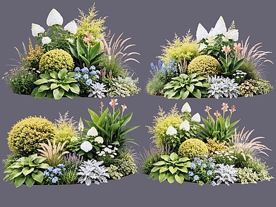 现代主义花境 2D植物组合 花卉花镜 花草镜植物组合 花草花丛 地被花灌木球
