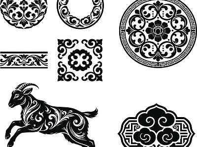 其他图库 花纹 花纹纹理 贴图 贴图线稿 剪影
