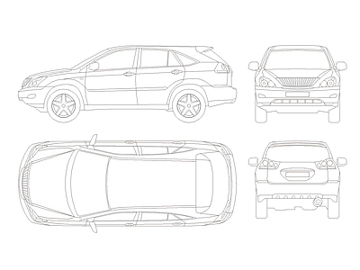 交通工具图库 雷克萨斯RX 雷克萨斯SUV RX300多视图 城市SUV工程图